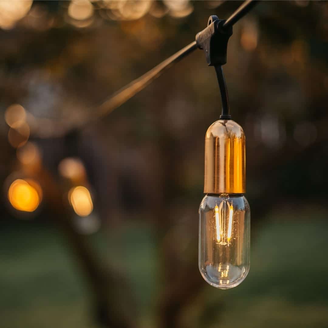 10m 10 LED Festoon Gold Antique Tubular Drop String Lights Outdoor