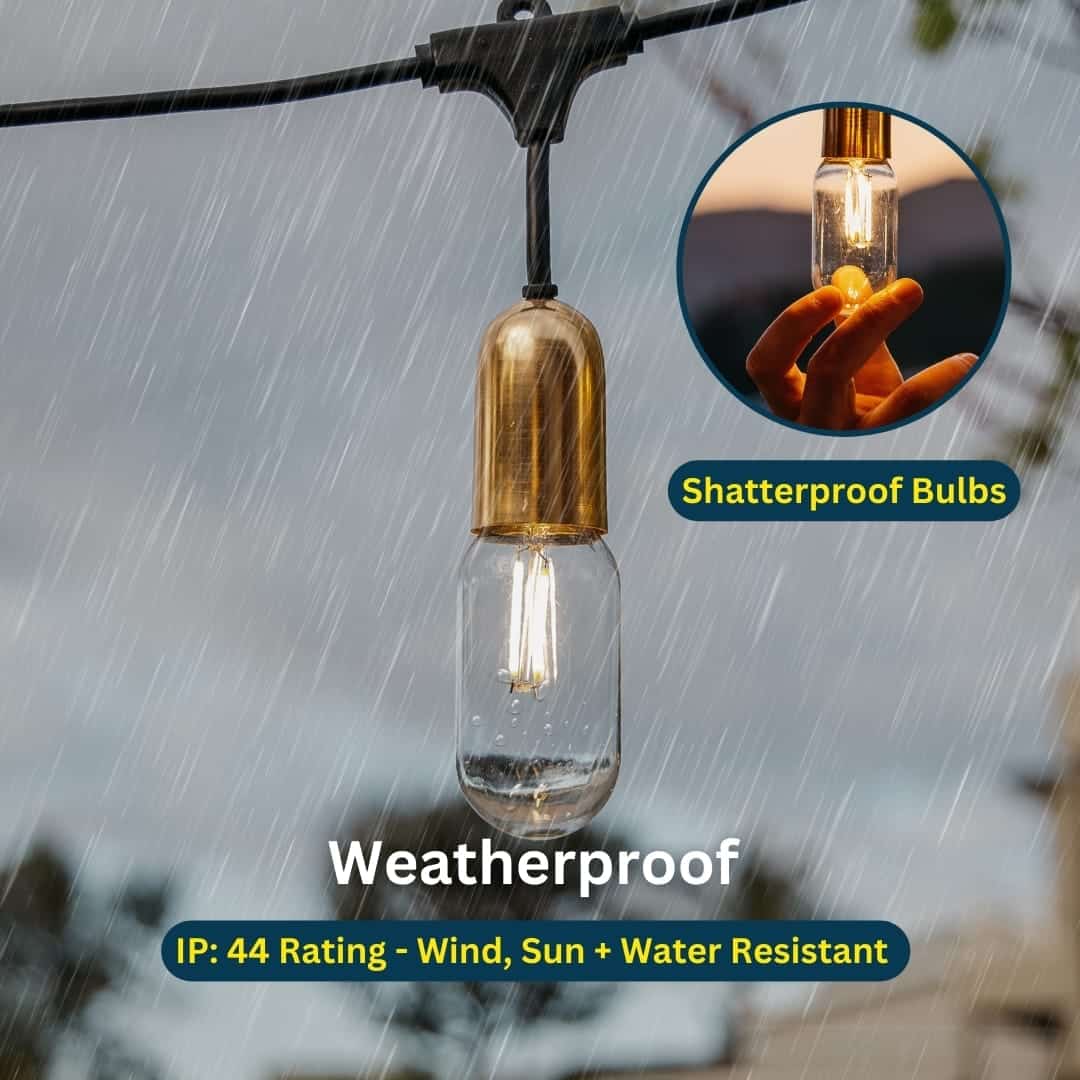 10m 10 LED Festoon Gold Antique Tubular Drop String Lights Outdoor