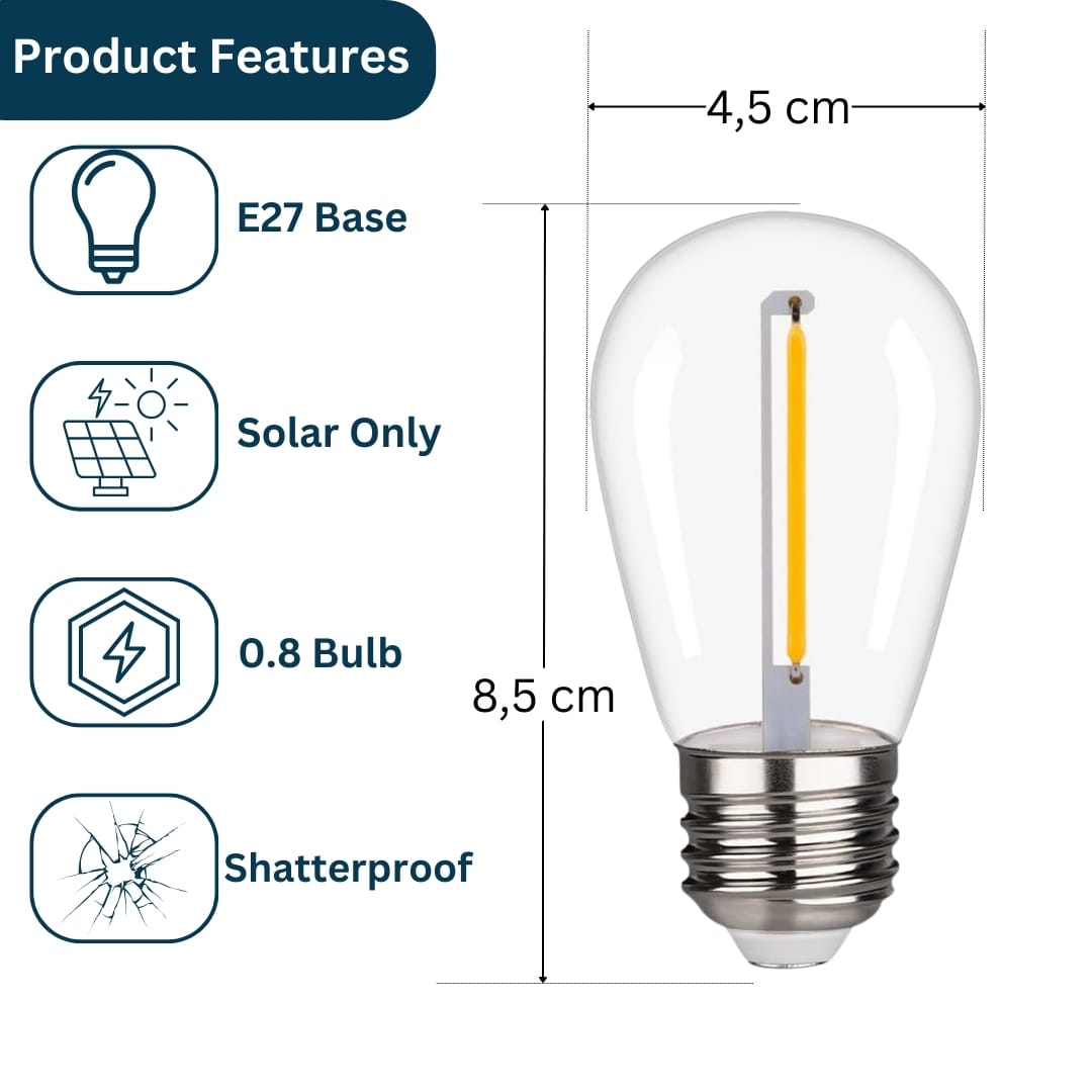 Solar Vintage Edison S14 LED E27 5V 6 Pack