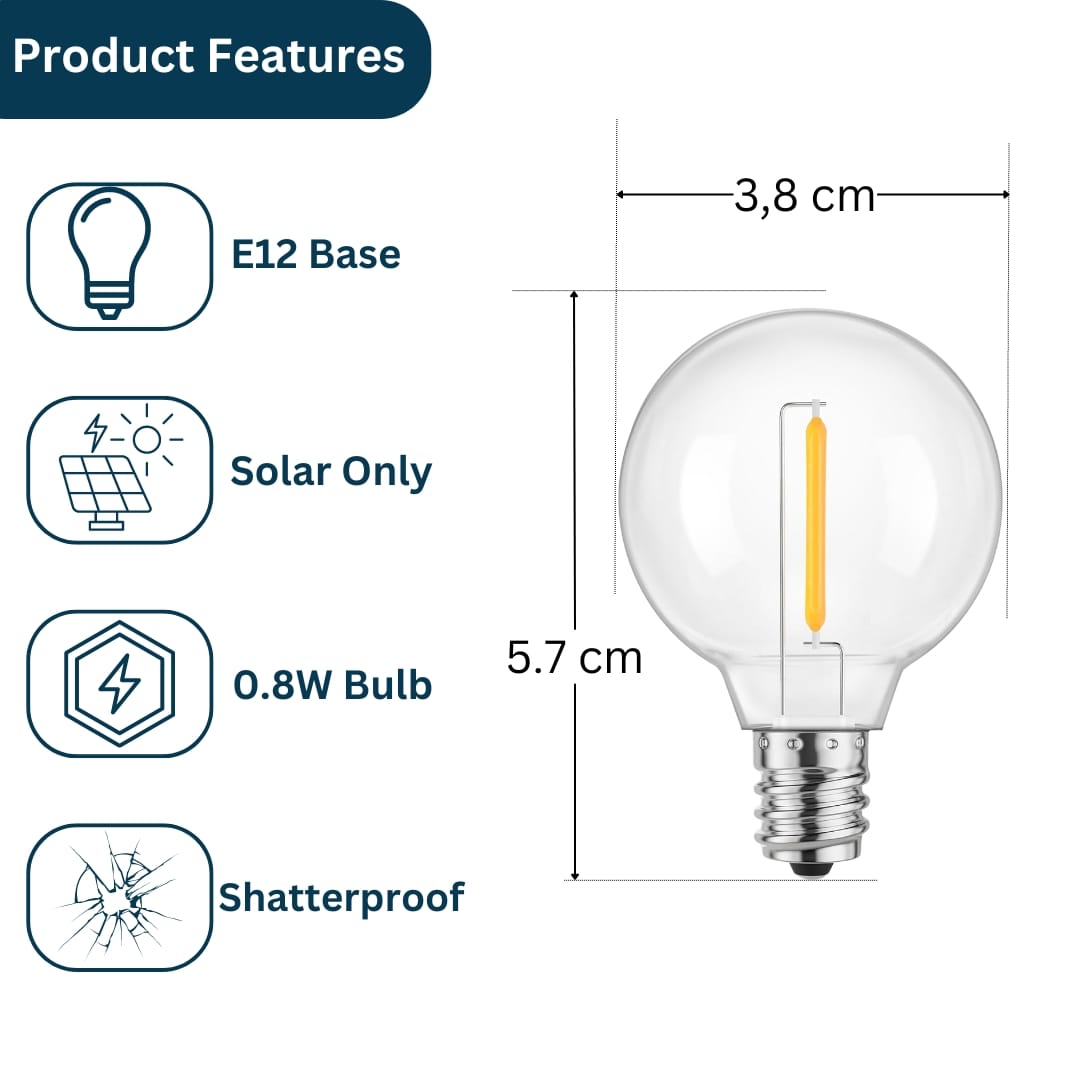 Solar Classic Edison G40 LED E12 0.8W Bulbs 6 Pack