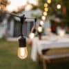 20m 40 LED Festoon Vintage Drop String Lights hanging in an outdoor setting