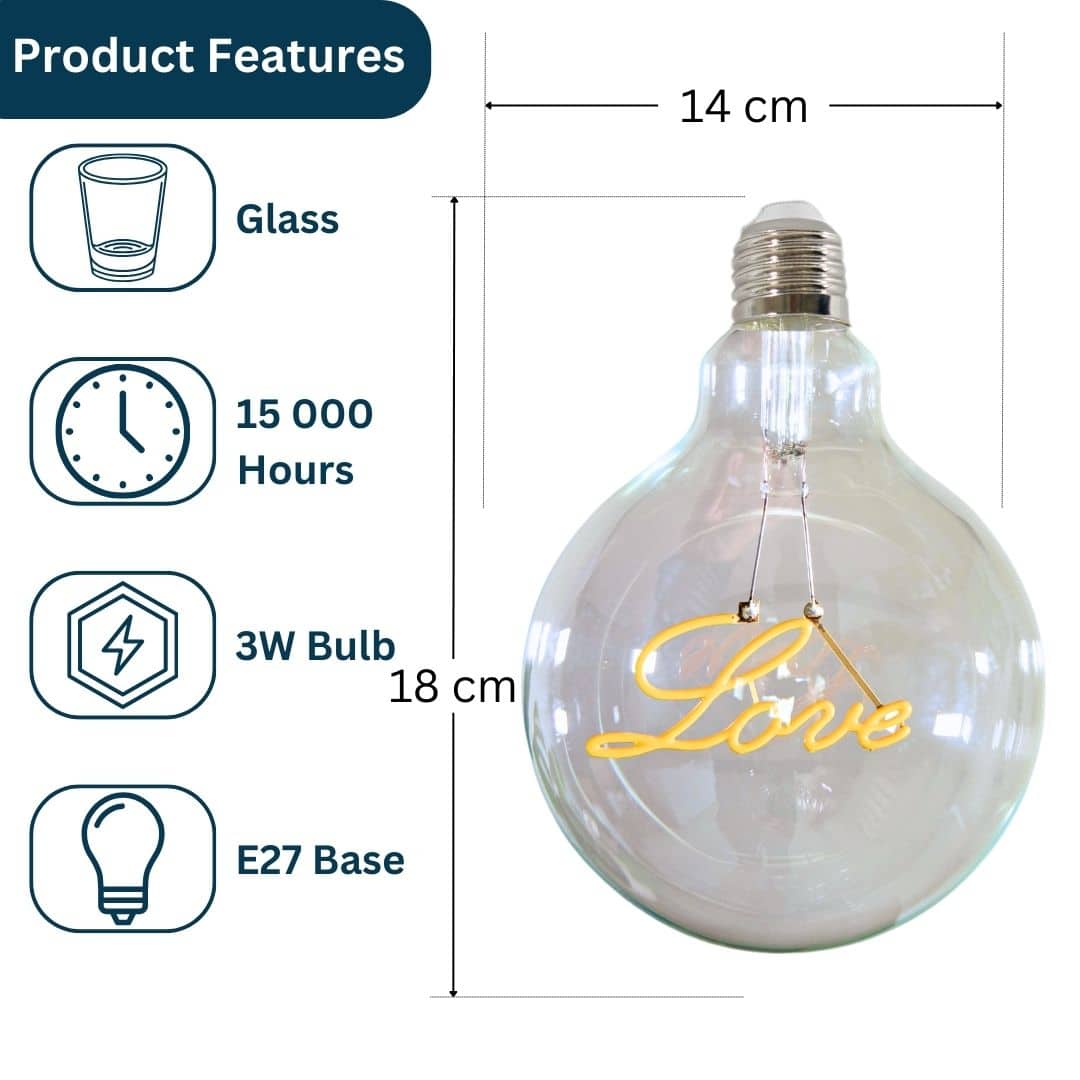 Retro Edison G125 Love Warm White LED E27 3W Bulb