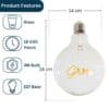 Retro Edison G125 GIN LED Bulb with the Word "GIN" Inside