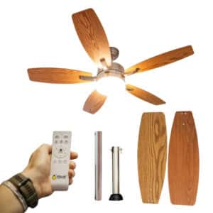 52” Ceiling Fan | 5 Reversible Brown Blades with Light & Remote