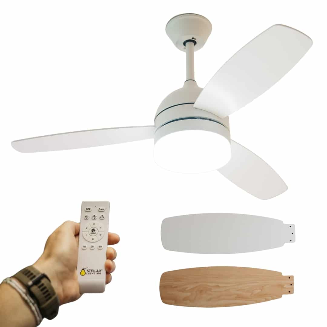 Modern ceiling fan from Stellar Lighting in South Africa
