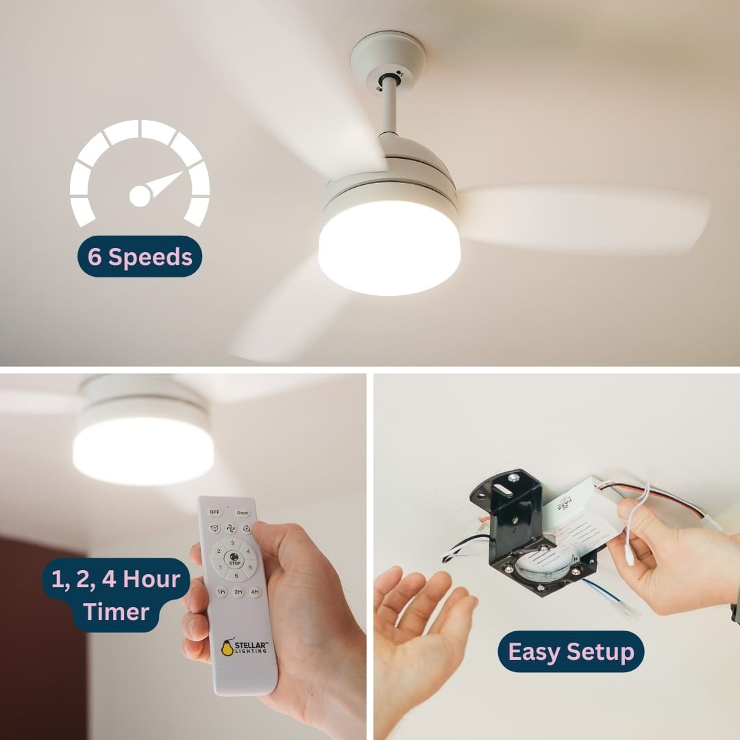 Modern ceiling fan from Stellar Lighting in South Africa