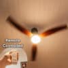 52-inch ceiling fan with light and remote control, featuring three dark brown oak blades.