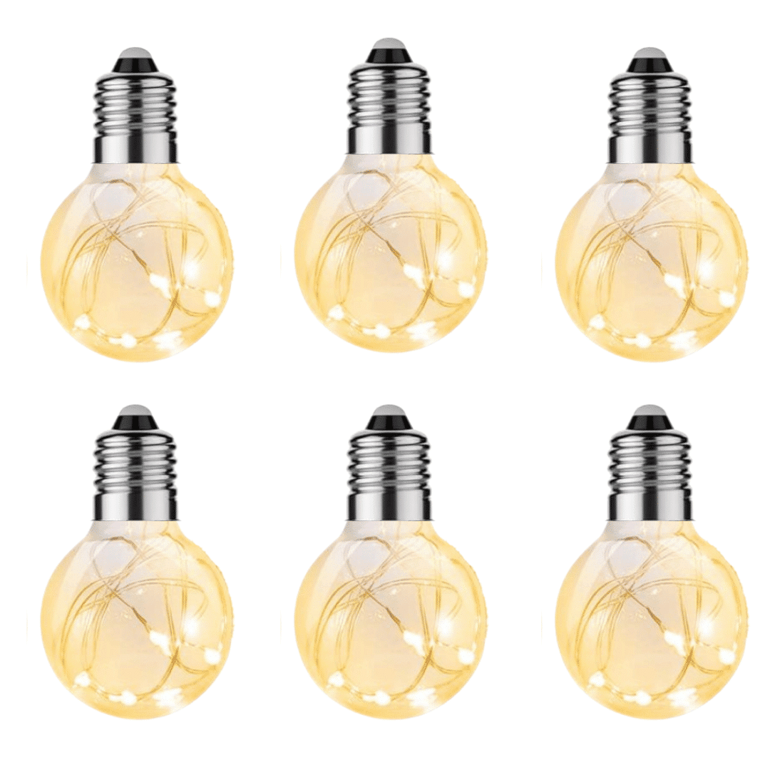 Classic Solar G40 LED E12 Edison Bulb 0.8W 6 Pack for indoor and outdoor lighting