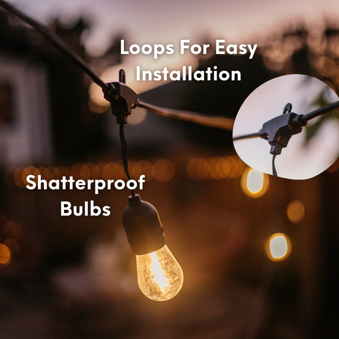 15m Solar 15 LED Festoon Heavy Duty Vintage Bulb String Lights