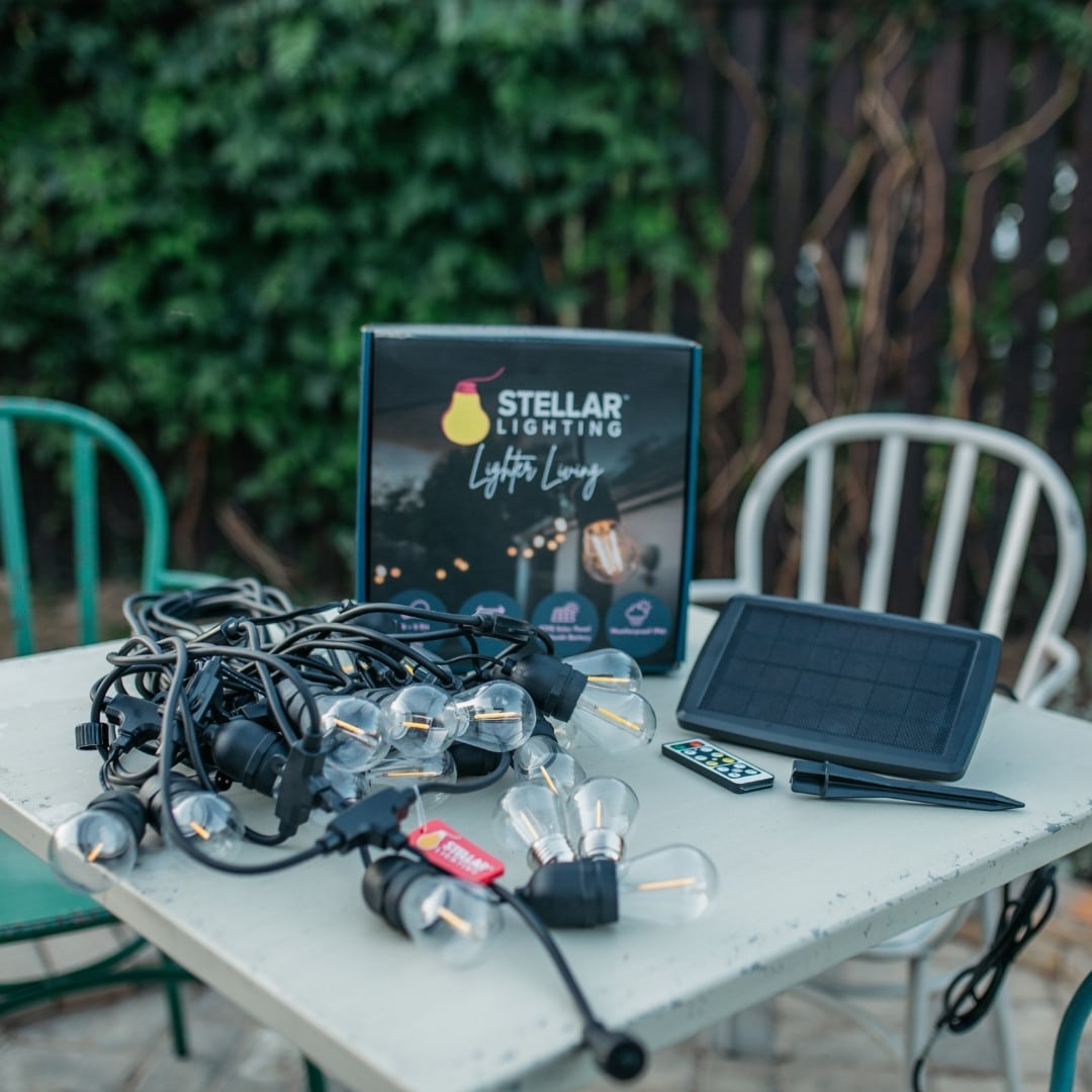 15m solar LED festoon heavy-duty vintage bulb string lights.