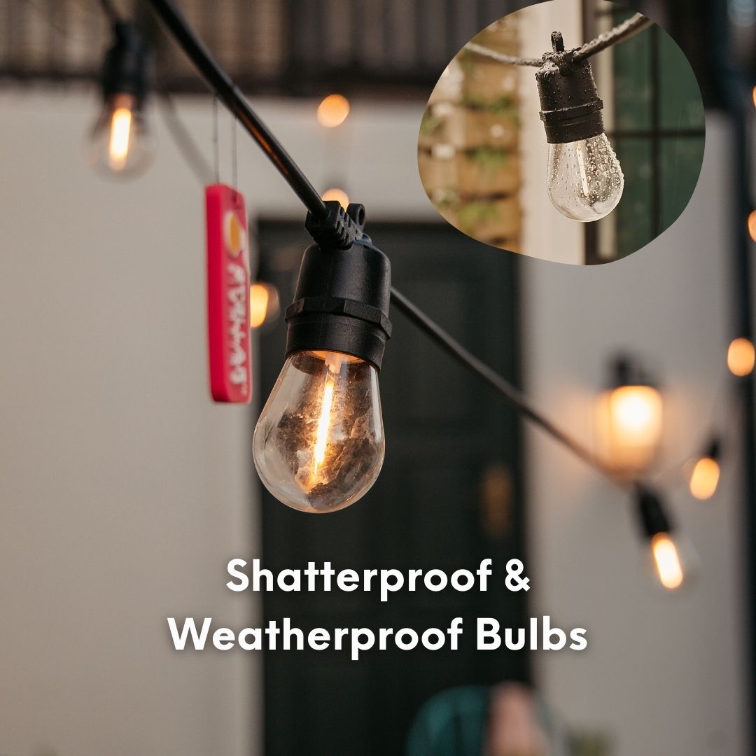 Solar Festoon String Lights with Warm White Glow Warm white solar festoon string lights creating a cosy outdoor glow.