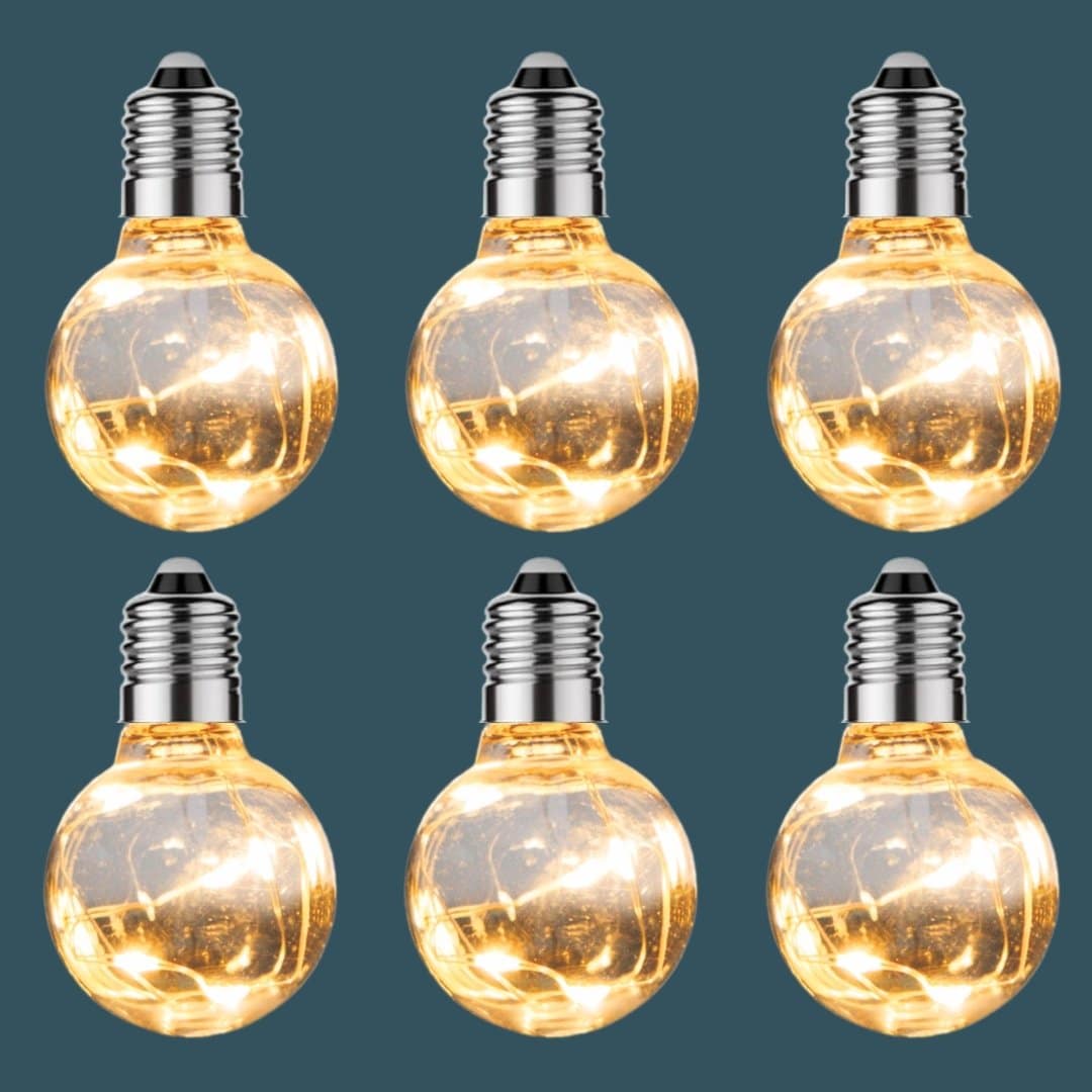 Classic Solar G40 LED E12 Edison Bulb 0.8W 6 Pack for indoor and outdoor lighting