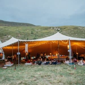 Festival-goers enjoying a lit-up spiritual retreat at Spiritfest