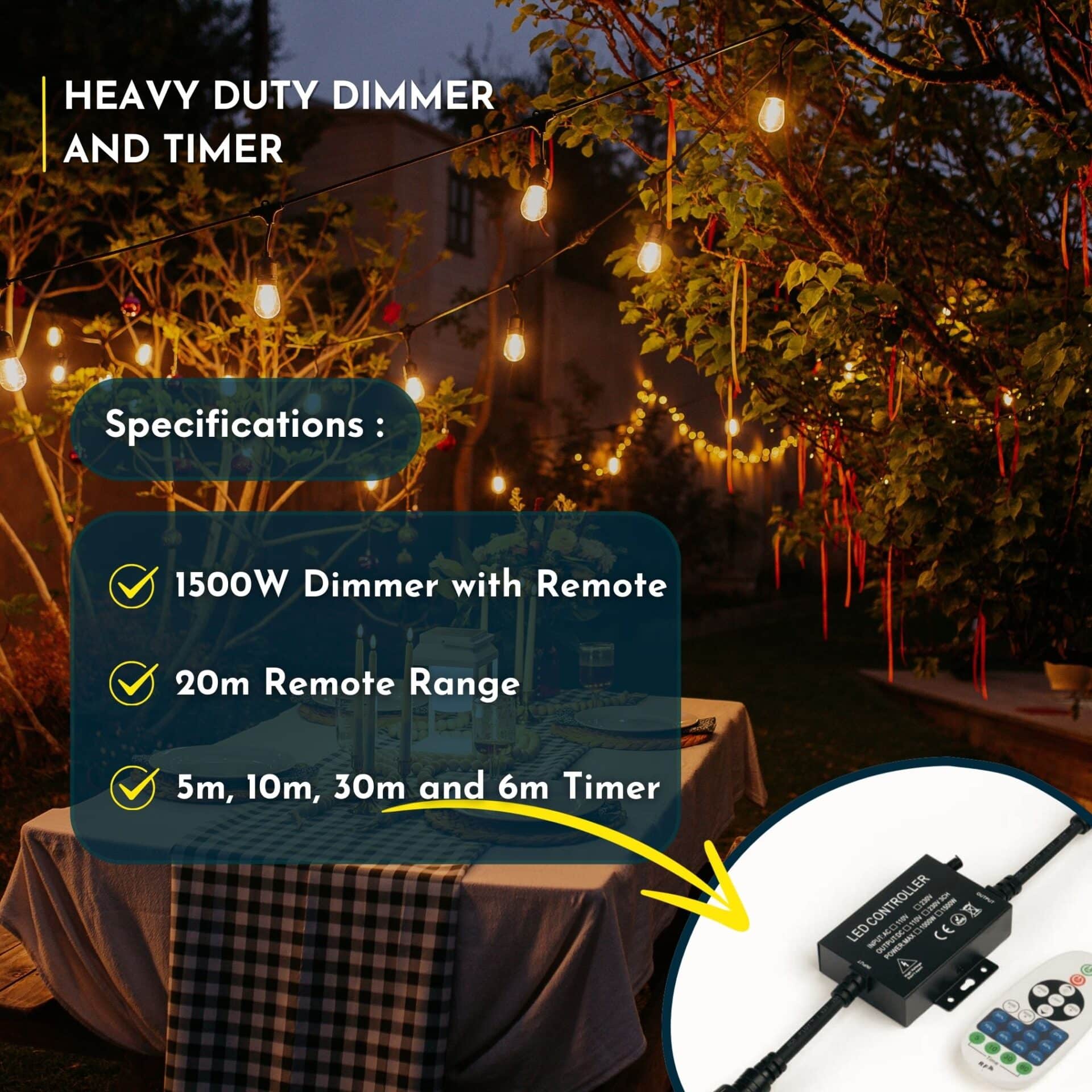 LED Dimmer Controller with RF remote for Stellar Lighting Festoon String Lights