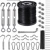 30-piece String Lights Suspension Kit with stainless steel cable and mounting accessories