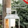 Portable white solar LED lantern on table and wall, warm light glow