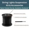 30-piece String Lights Suspension Kit with stainless steel cable and mounting accessories