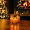 Gold Glass Flameless LED Pillar Candle Set with remote control