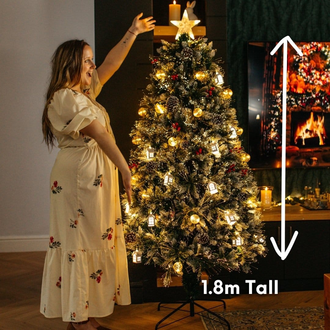 1.8m Prelit Christmas Tree with Warm White LEDs and Festive Decorations