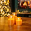 Gold Domed Glass Flameless LED Pillar Candles with Remote – Set of 3 by Stellar Lighting