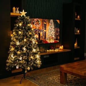 1.8m Prelit Christmas Tree with Warm White LEDs and Festive Decorations