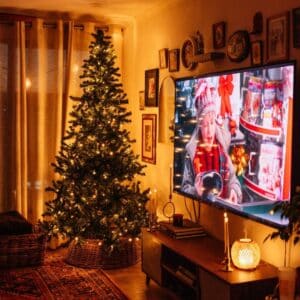 30m warm white heavy duty fairy lights creating a soft outdoor glow in a garden setting.