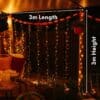 Curtain String Lights - Warm White LED Fairy Lights draped over curtain, creating a cozy atmosphere.