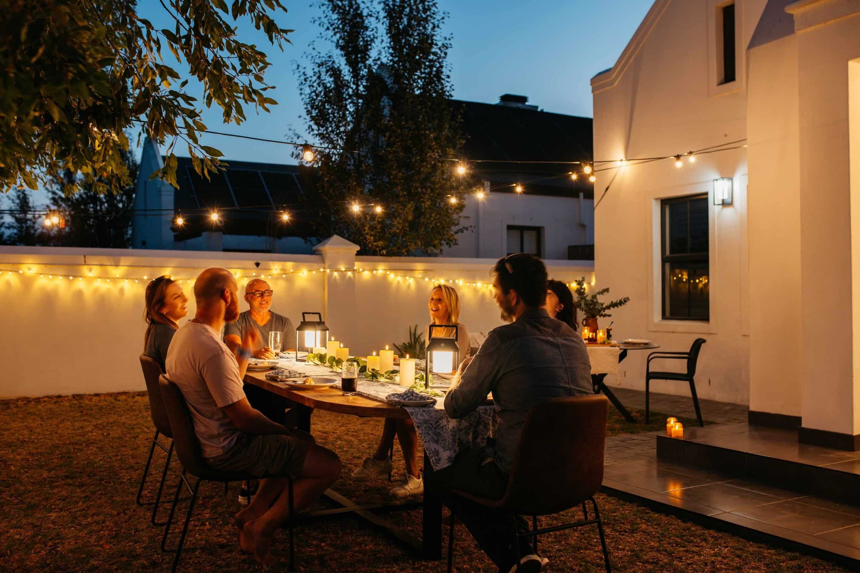 Outdoor festoon lights South Africa 10m LED string lights with IP65 weatherproof rating and warm white retro bulbs for patios and gardens