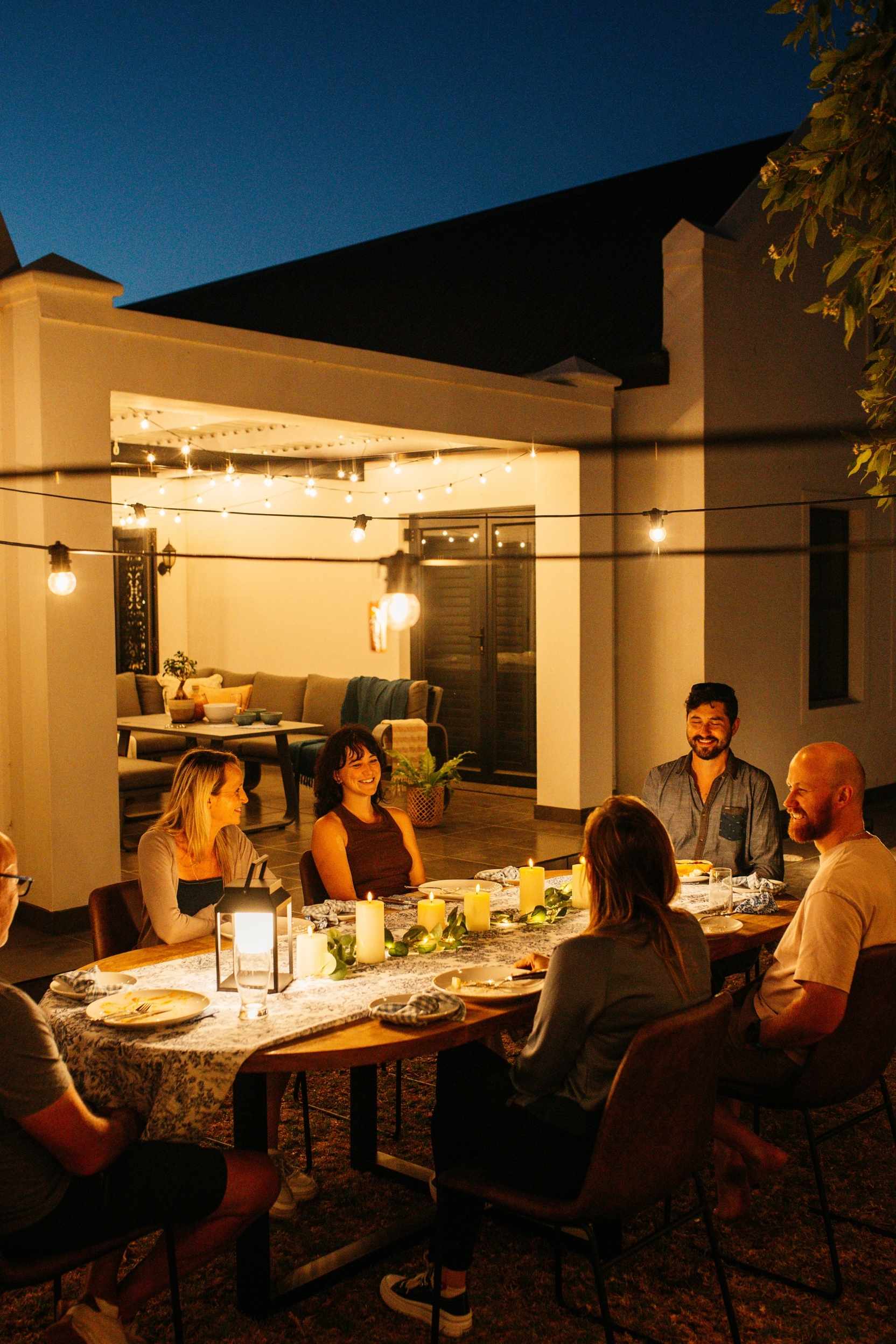 Outdoor festoon lights South Africa 10m LED string lights with IP65 weatherproof rating and warm white retro bulbs for patios and gardens