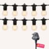Classic String Lights Pro flat lay showing two rows of warm white G40 globe bulbs on black cable with South African plug on a light background